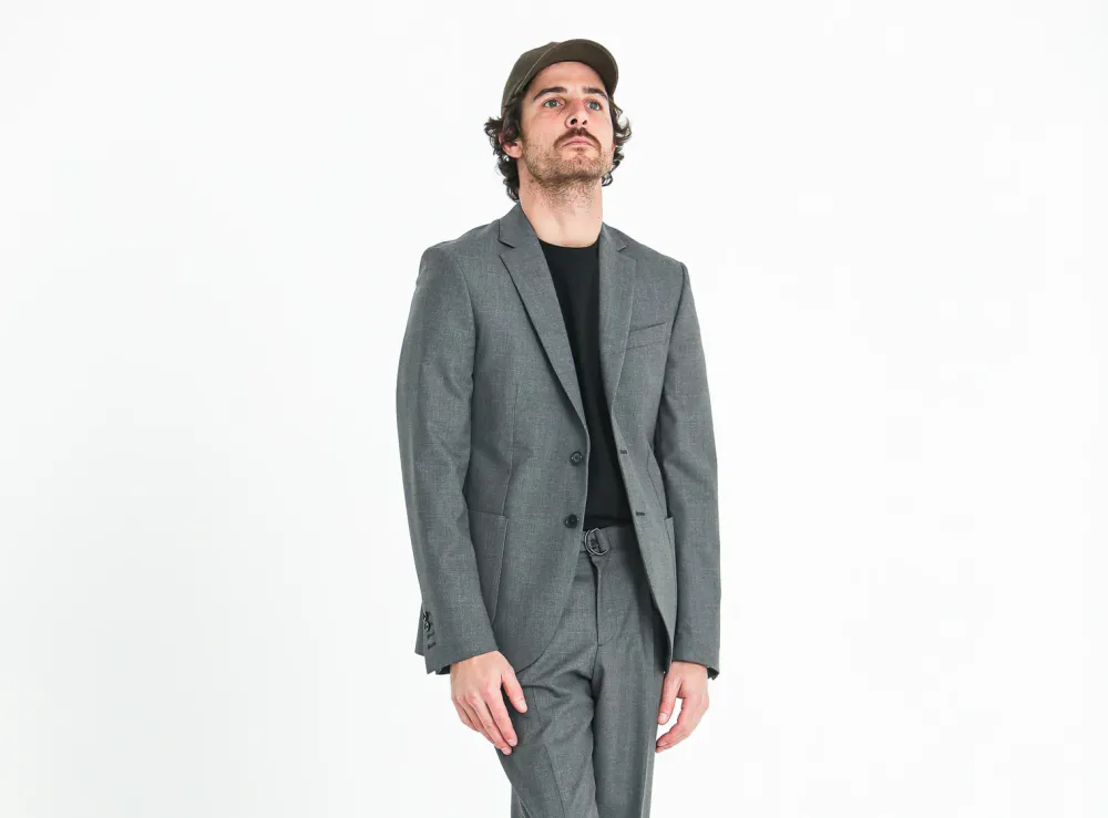 Drapeau Noir Blazer Laine Fresco Gris Shop