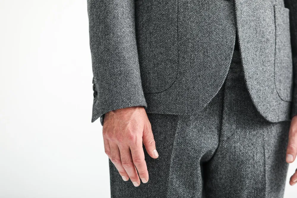 Drapeau Noir Blazer Laine Mérinos Moon Chevrons Gris Cheap