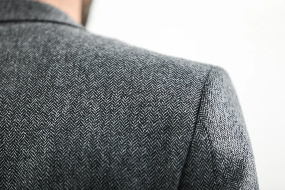 Drapeau Noir Blazer Laine Mérinos Moon Chevrons Gris Cheap