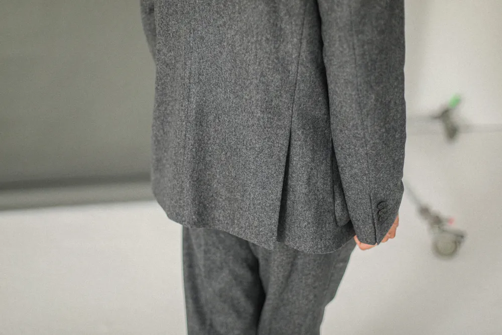 Drapeau Noir Blazer Semi-Entoilé Flanelle Grise Dark Grey Flash Sale