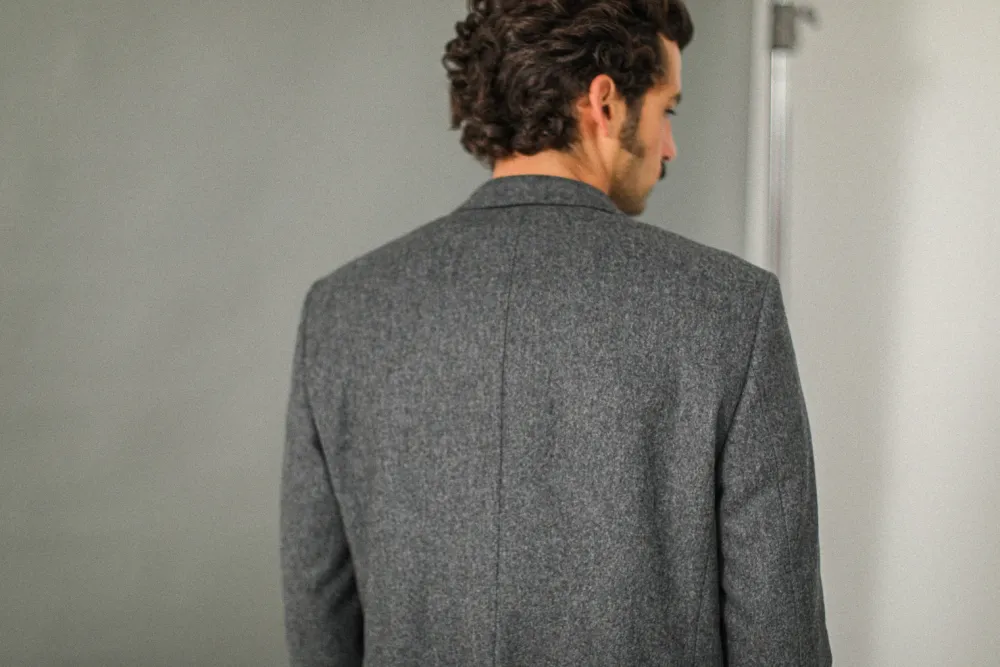 Drapeau Noir Blazer Semi-Entoilé Flanelle Grise Dark Grey Flash Sale