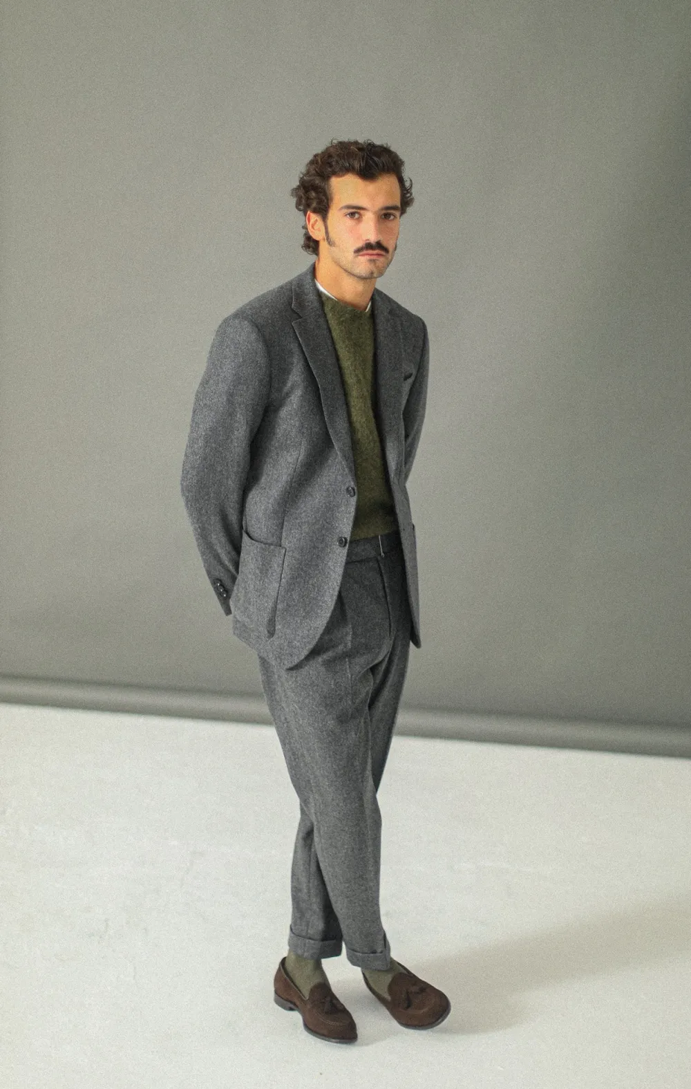 Drapeau Noir Blazer Semi-Entoilé Flanelle Grise Dark Grey Flash Sale