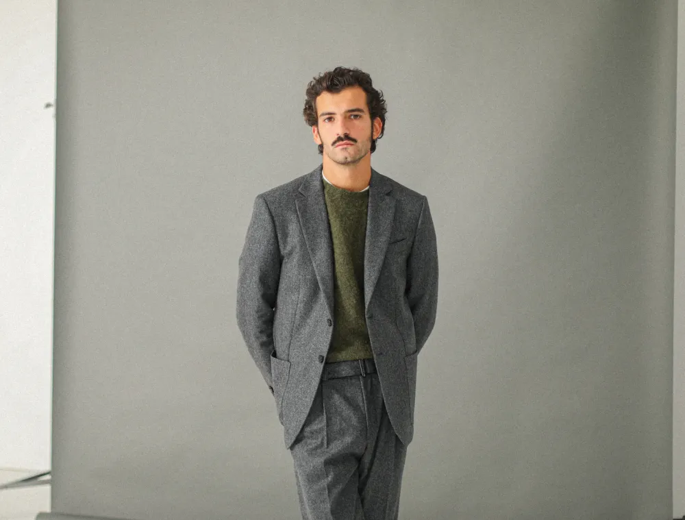Drapeau Noir Blazer Semi-Entoilé Flanelle Grise Dark Grey Flash Sale