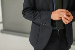 Drapeau Noir Blazer semi-entoilé flanelle Navy Cheap