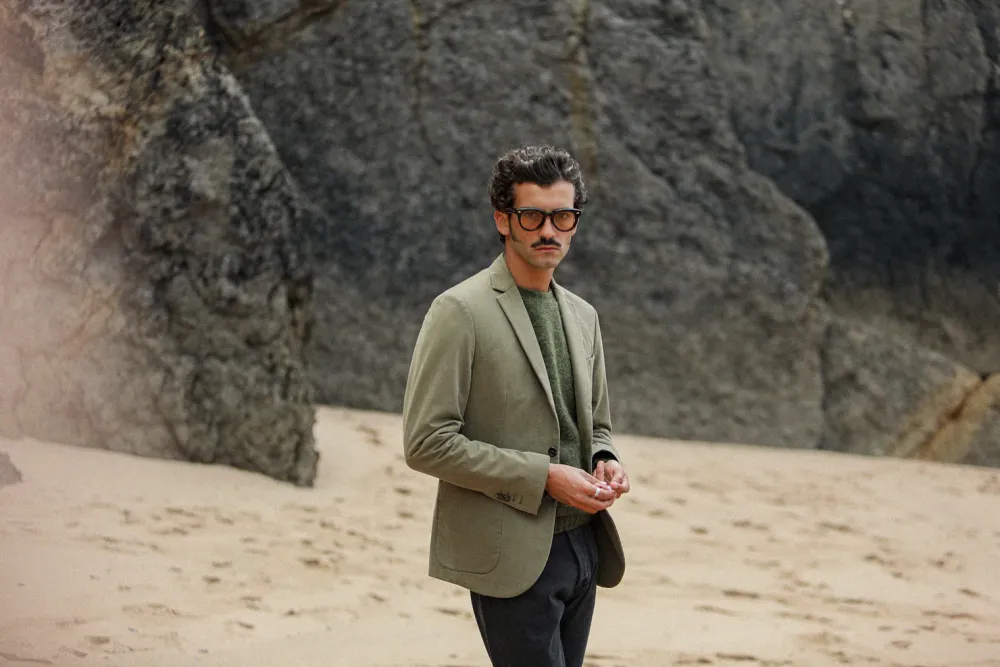 Drapeau Noir Blazer Twill Non Doublé Khaki New