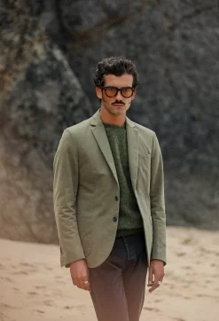 Drapeau Noir Blazer Twill Non Doublé Khaki New