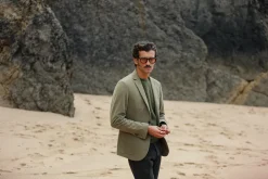Drapeau Noir Blazer Twill Non Doublé Khaki New