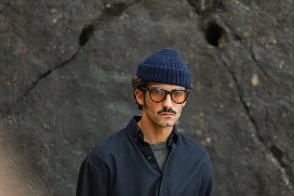 Drapeau Noir Bonnet Laine & Alpaga Navy Flash Sale