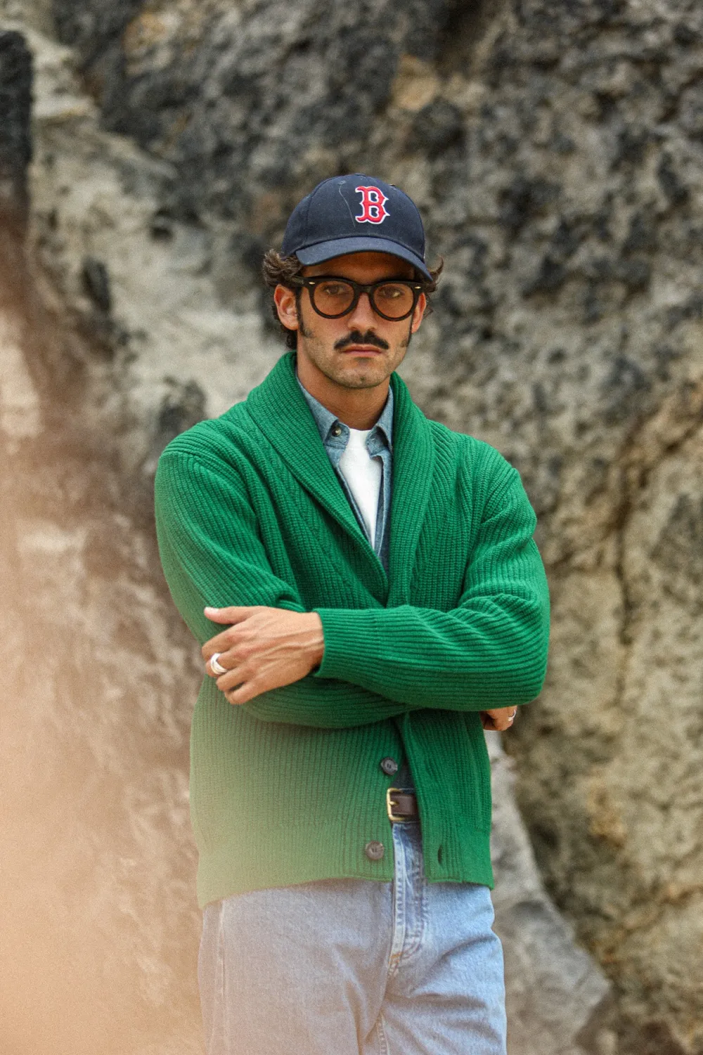Drapeau Noir Cardigan Lambswool Green Sale