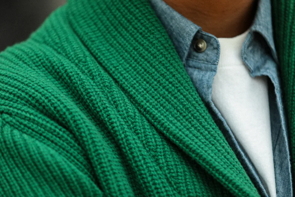Drapeau Noir Cardigan Lambswool Green Sale
