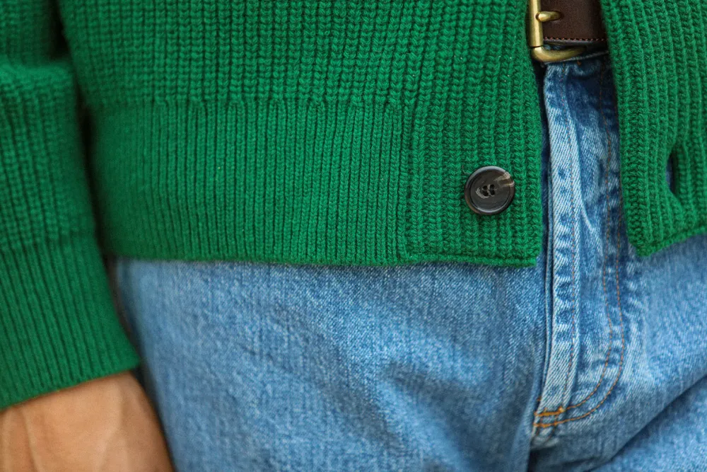 Drapeau Noir Cardigan Lambswool Green Sale