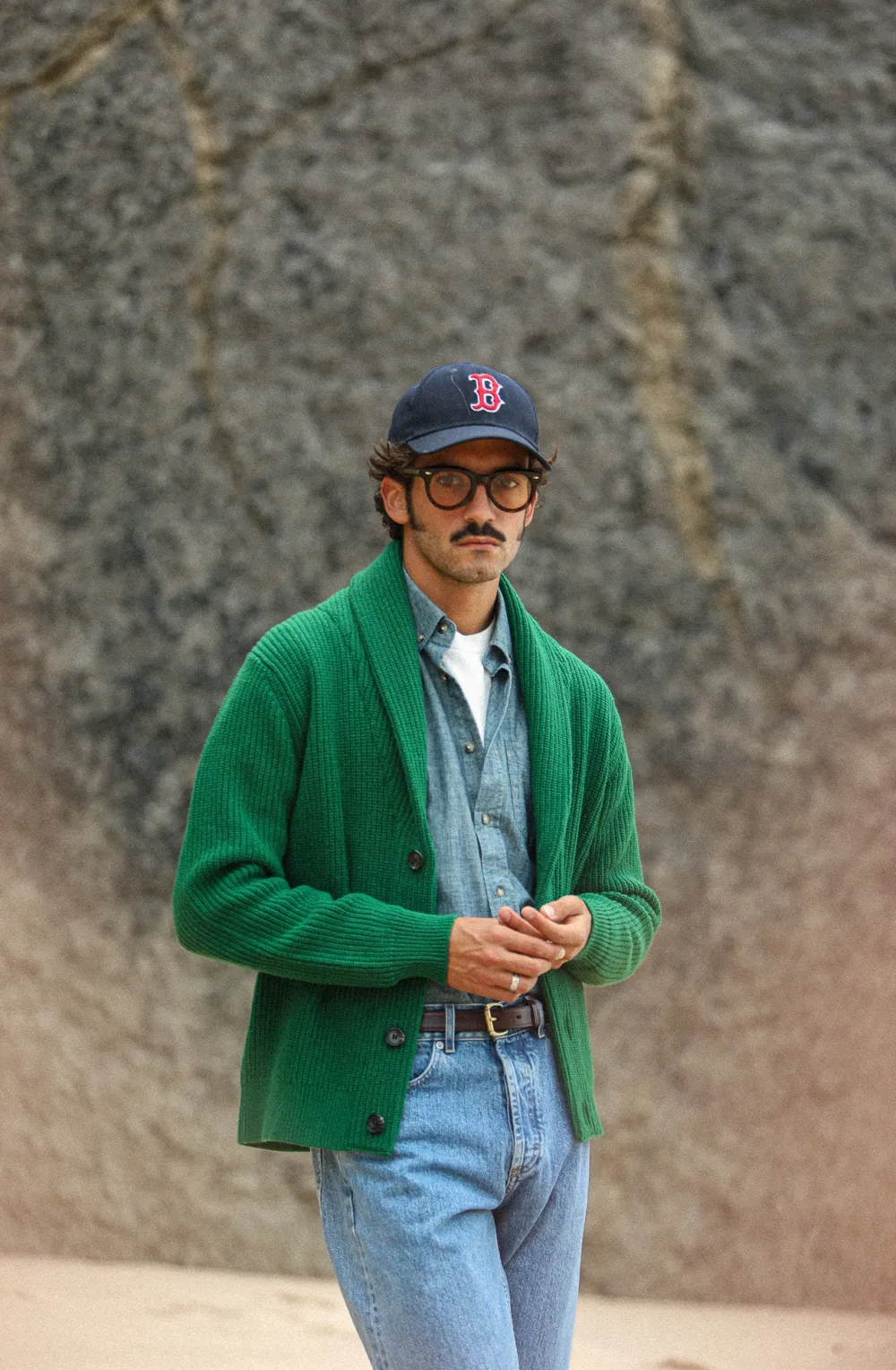 Drapeau Noir Cardigan Lambswool Green Sale