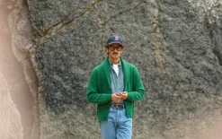 Drapeau Noir Cardigan Lambswool Green Sale