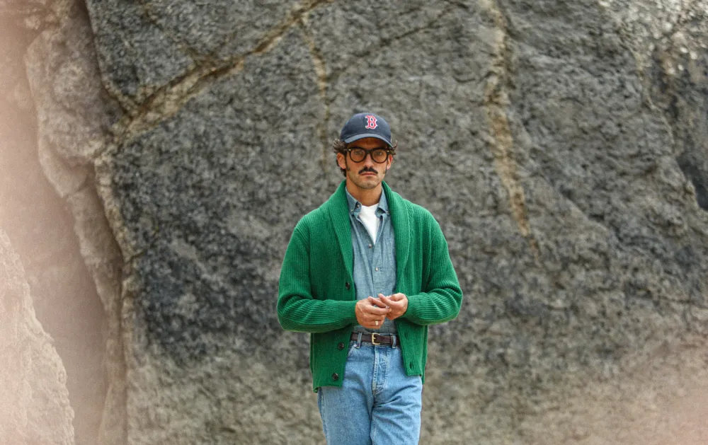 Drapeau Noir Cardigan Lambswool Green Sale
