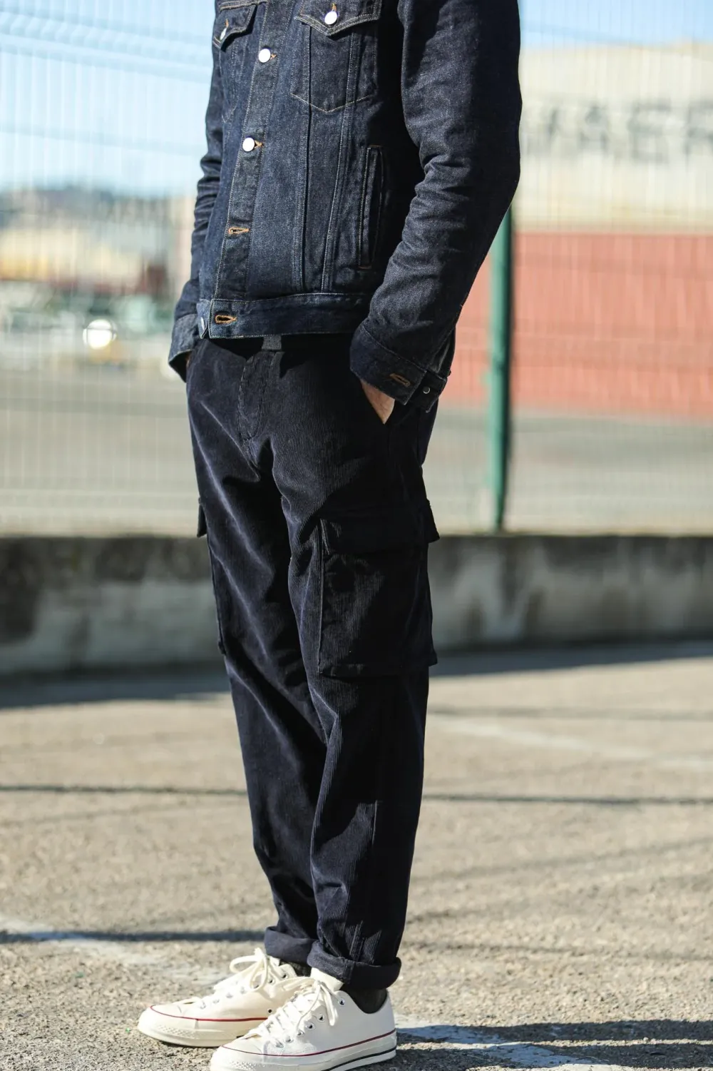 Drapeau Noir Cargo Pants Velours Marine Store