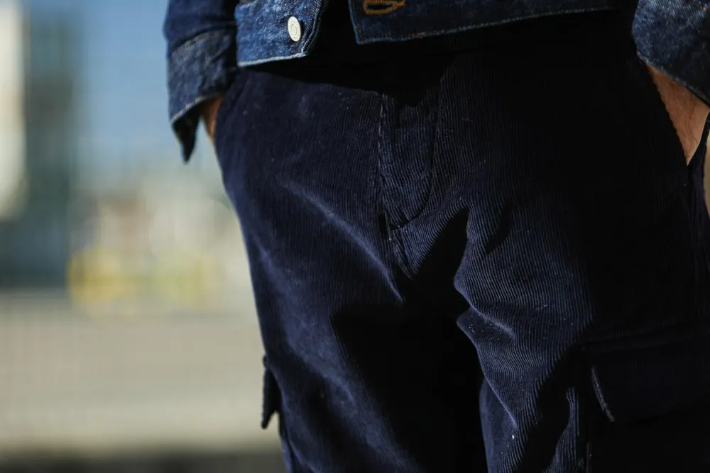 Drapeau Noir Cargo Pants Velours Marine Store