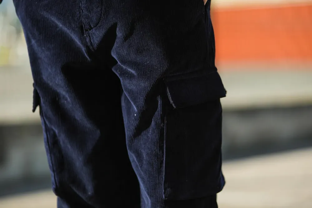 Drapeau Noir Cargo Pants Velours Marine Store
