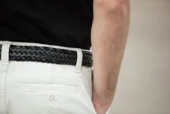Drapeau Noir Ceinture Cuir Tressée Noir Online