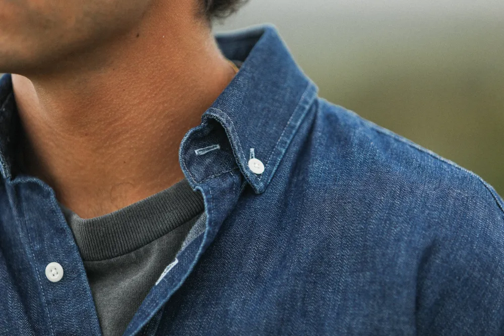 Drapeau Noir Chemise Denim Japonais - Modern Fit Indigo Outlet