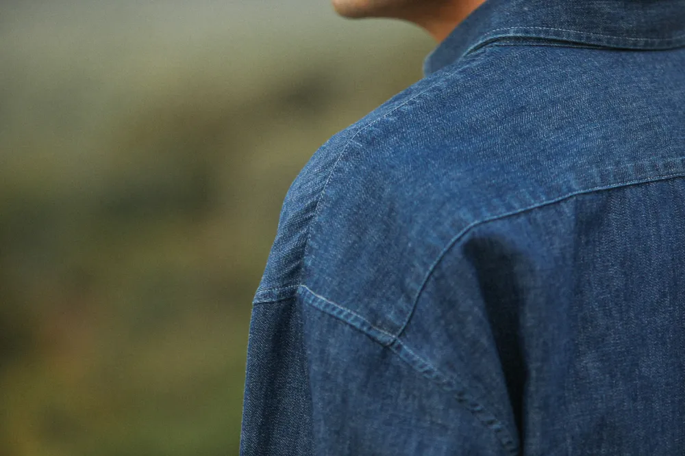 Drapeau Noir Chemise Denim Japonais - Modern Fit Indigo Outlet