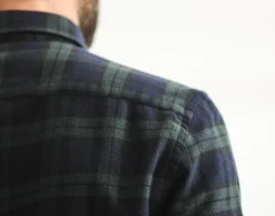 Drapeau Noir Chemise Flanelle Blackwatch - Fit Classique Carreaux Vert Marine Noir Shop