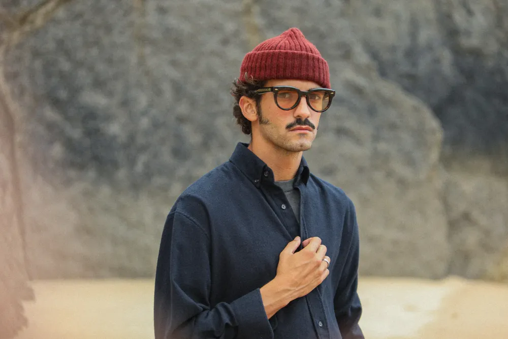Drapeau Noir Chemise Flanelle - Modern Fit Navy Best Sale