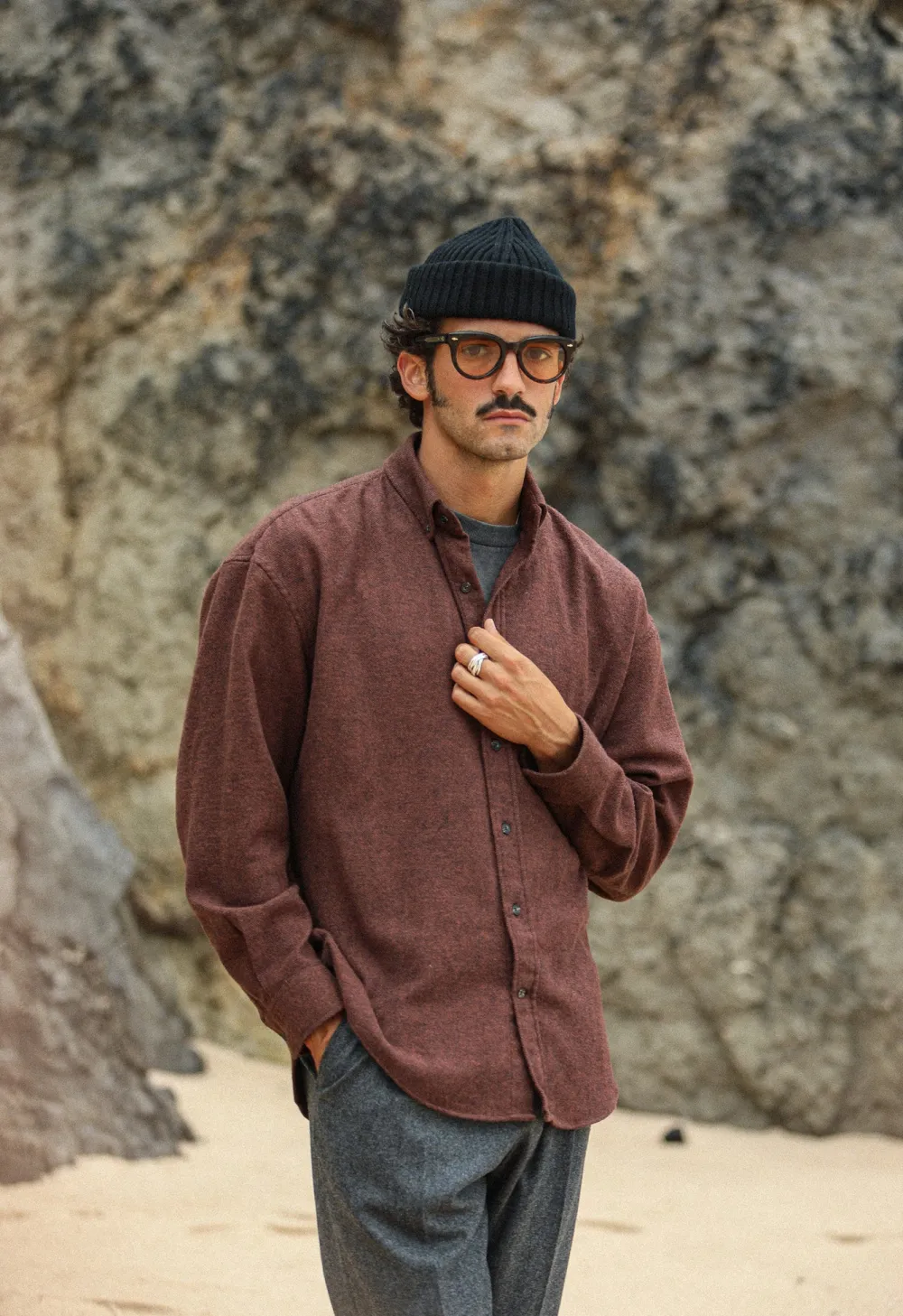 Drapeau Noir Chemise Flanelle Rouille - Modern Fit Rust Online