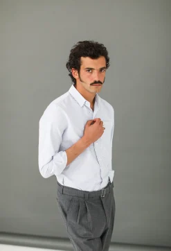 Drapeau Noir Chemise Oxford Rayée Bleue - Fit Classic Stripes Blue Flash Sale