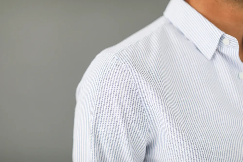 Drapeau Noir Chemise Oxford Rayée Bleue - Fit Classic Stripes Blue Flash Sale