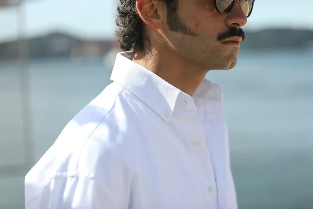 Drapeau Noir Chemise Oxford - Modern Fit White Cheap