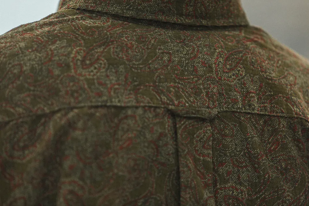 Drapeau Noir Chemise Velours Japan Paisley - Modern Fit Khaki Sale