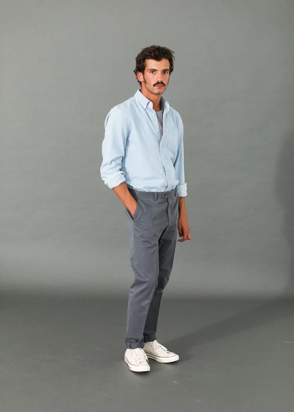 Drapeau Noir Chino Ajusté Gris Dark Grey Fashion