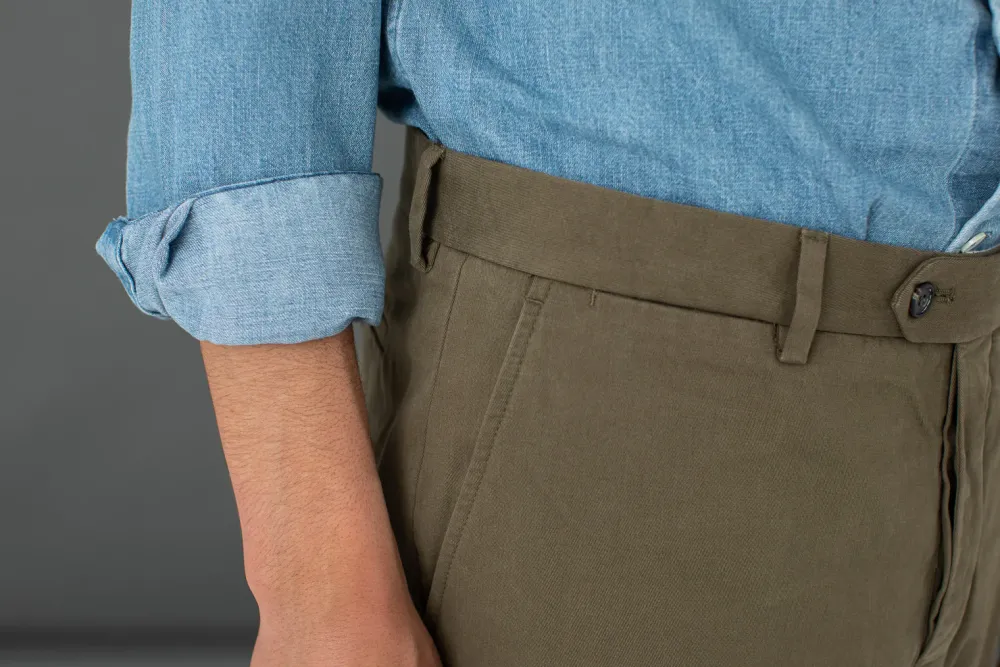 Drapeau Noir Chino Twill italien - Coupe ajusté Khaki Fashion