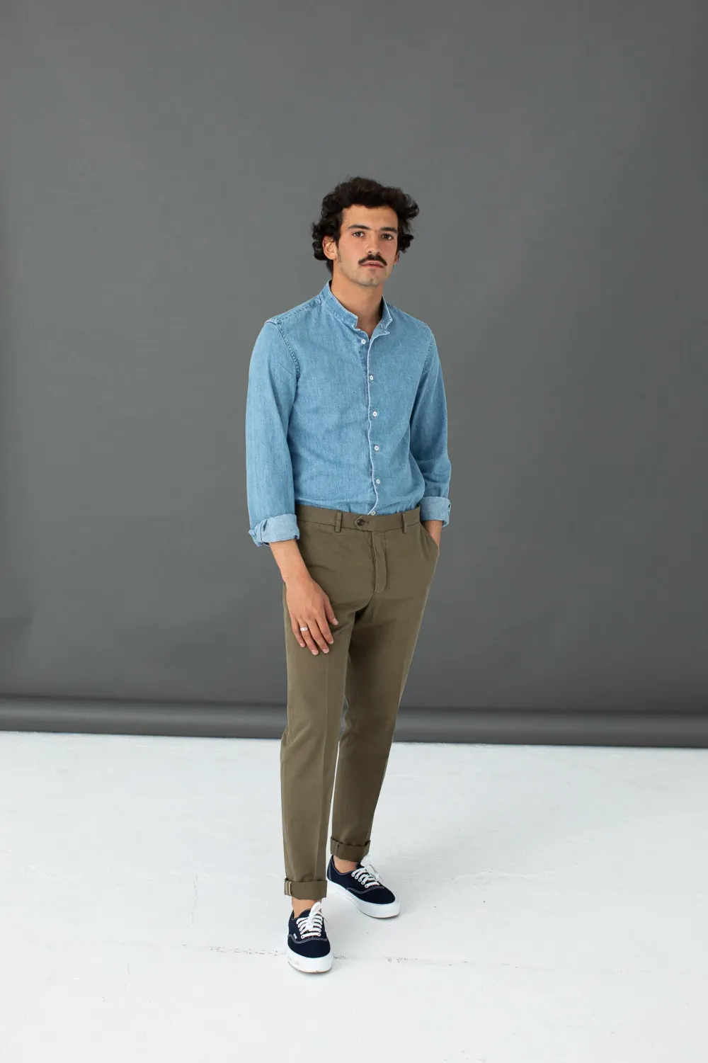 Drapeau Noir Chino Twill italien - Coupe ajusté Khaki Fashion