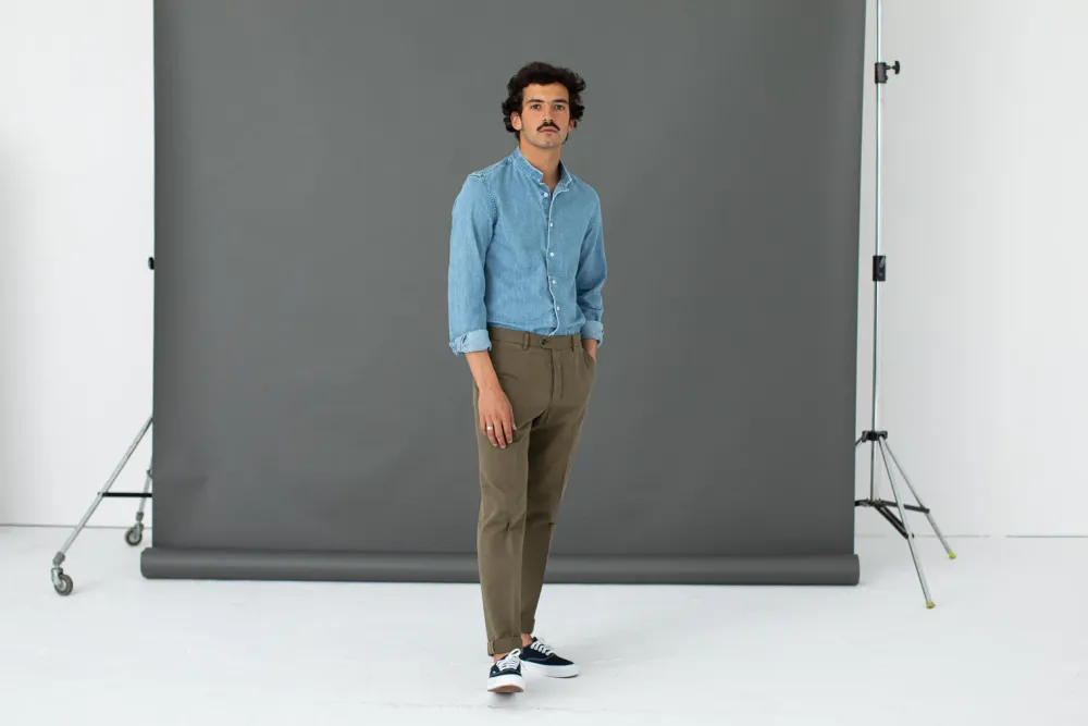 Drapeau Noir Chino Twill italien - Coupe ajusté Khaki Fashion