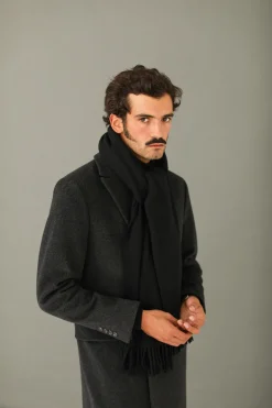 Drapeau Noir Echarpe Oversize Lambswool e Noir Discount