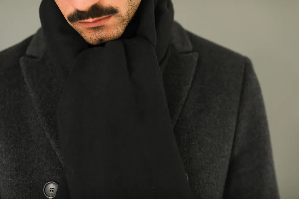 Drapeau Noir Echarpe Oversize Lambswool e Noir Discount
