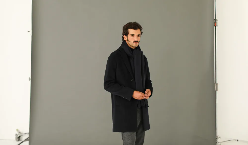 Drapeau Noir Echarpe Oversize Lambswool Marine Navy Clearance