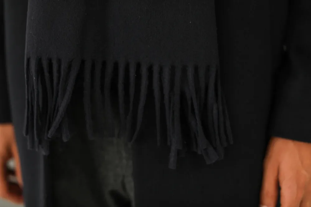 Drapeau Noir Echarpe Oversize Lambswool Marine Navy Clearance