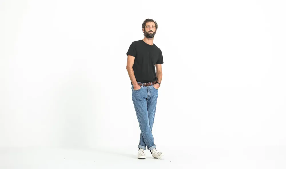 Drapeau Noir Jean Kurabo Selvedge Bleached Tapered Light Blue Shop