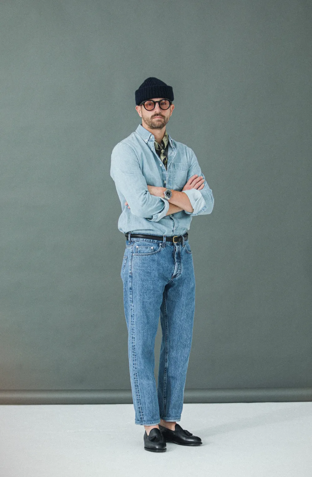 Drapeau Noir Jean Selvedge Blue Bleach - Athletic Fit Light Blue Cheap