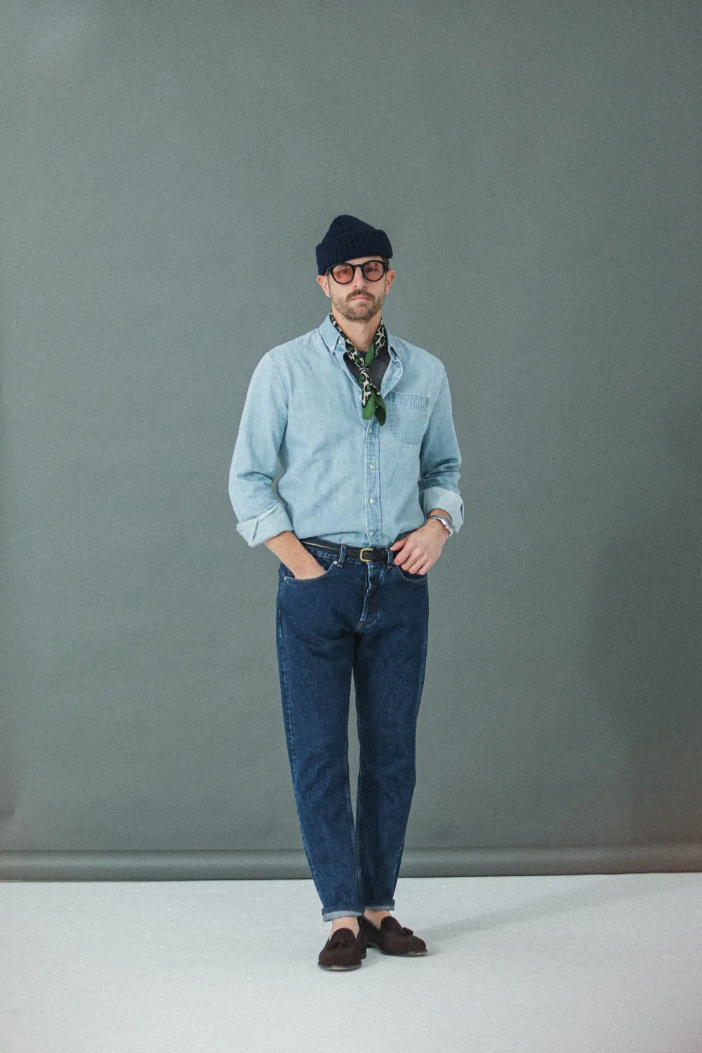 Drapeau Noir Jean Selvedge Blue Stonewash - Tapered Fit Bleu Best Sale