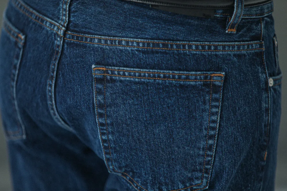 Drapeau Noir Jean Selvedge Blue Stonewash - Tapered Fit Bleu Best Sale