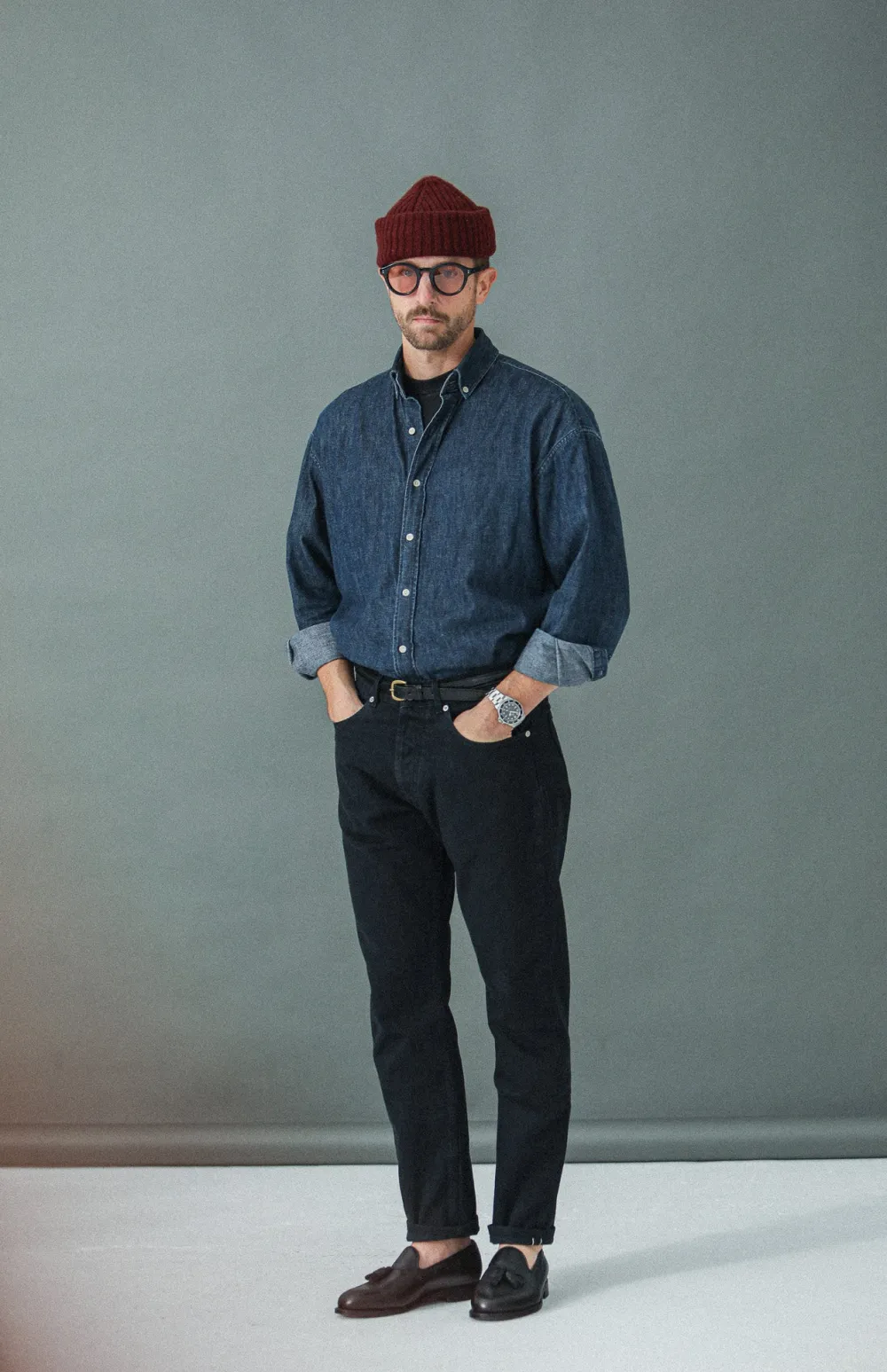 Drapeau Noir Jean Selvedge - Tapered Fit Noir Clearance