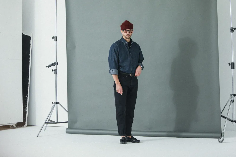 Drapeau Noir Jean Selvedge - Tapered Fit Noir Clearance