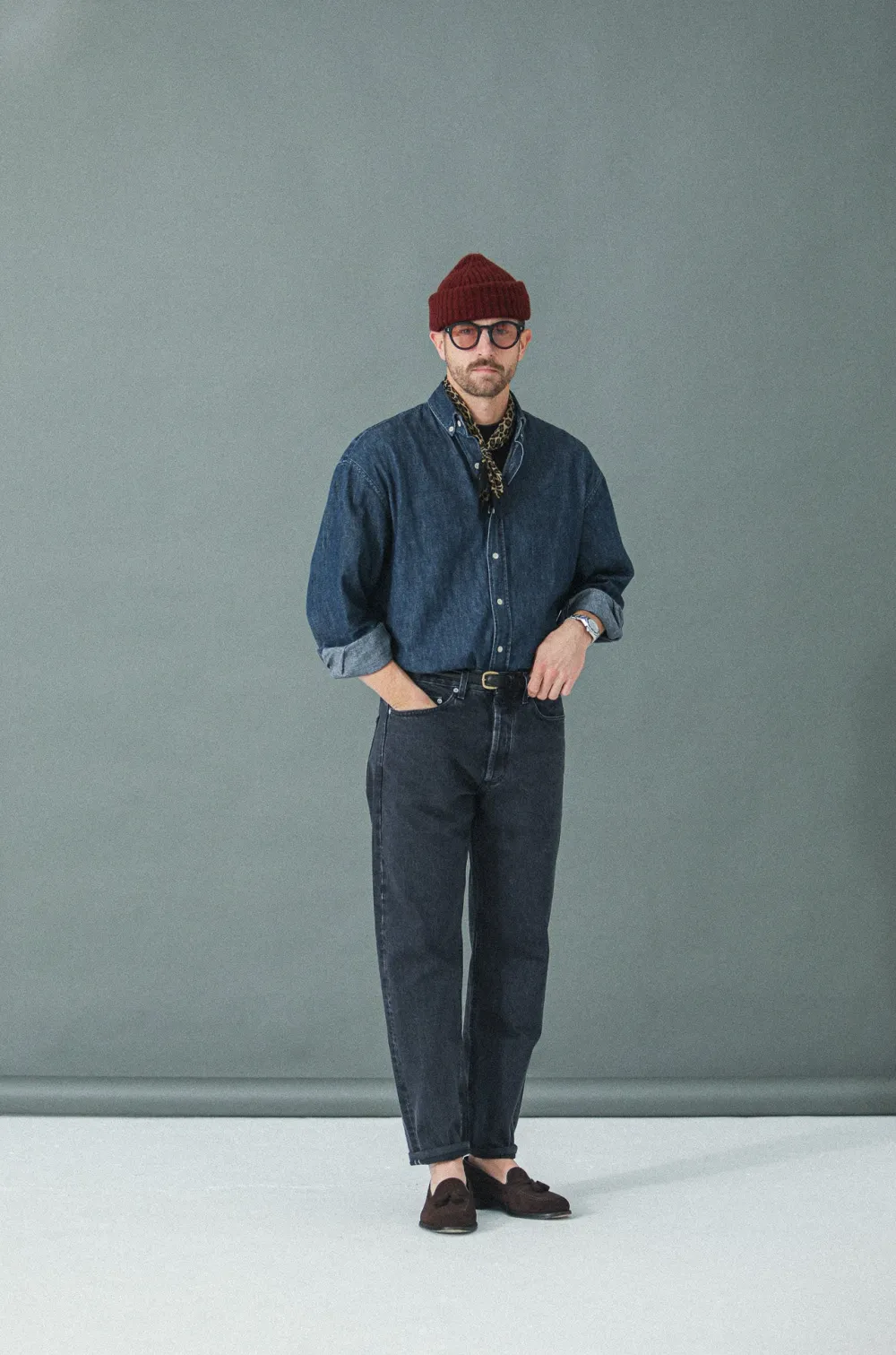 Drapeau Noir Jean Selvedge Noir Stonewash - Athletic Fit Flash Sale