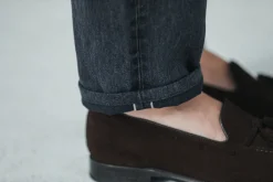 Drapeau Noir Jean Selvedge Noir Stonewash - Athletic Fit Flash Sale