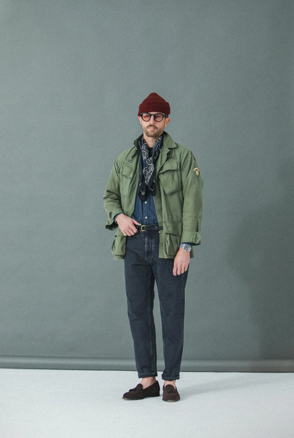 Drapeau Noir Jean Selvedge Noir Stonewash - Athletic Fit Flash Sale