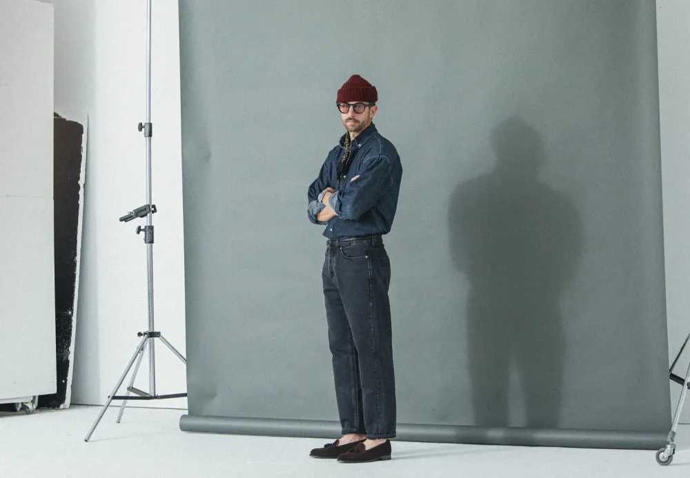 Drapeau Noir Jean Selvedge Noir Stonewash - Athletic Fit Flash Sale