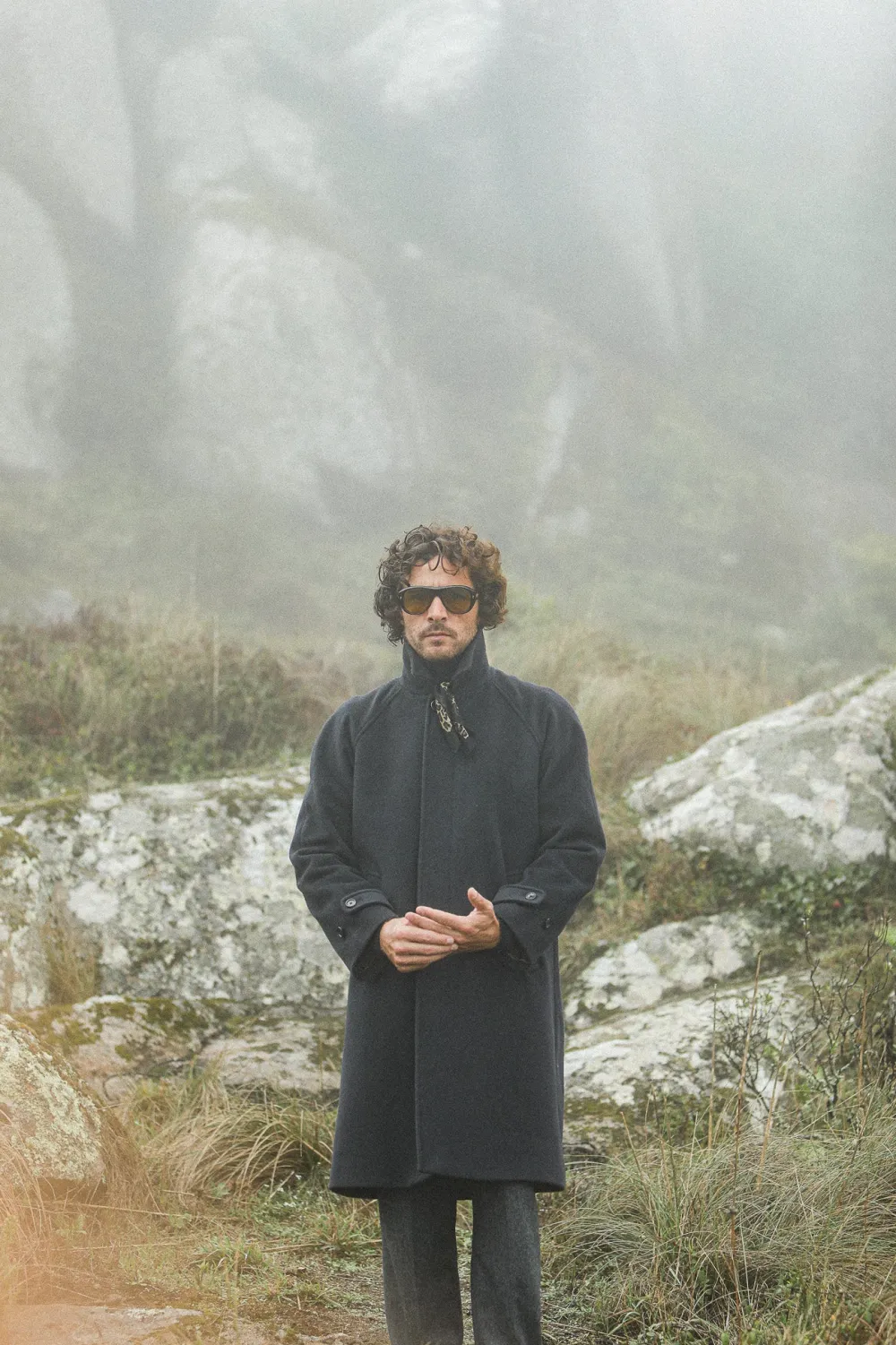 Drapeau Noir Manteau Balmaccan Laine & Cachemire Marine Clearance